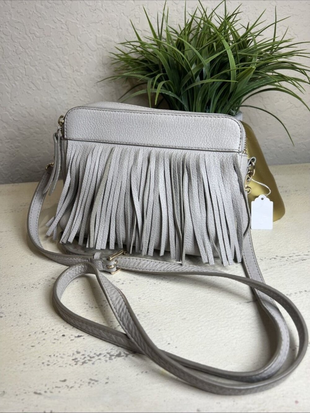 Fossil Leather Sydney Fringe Women’ Crossbody Adjustable Strap Bag Western Boho